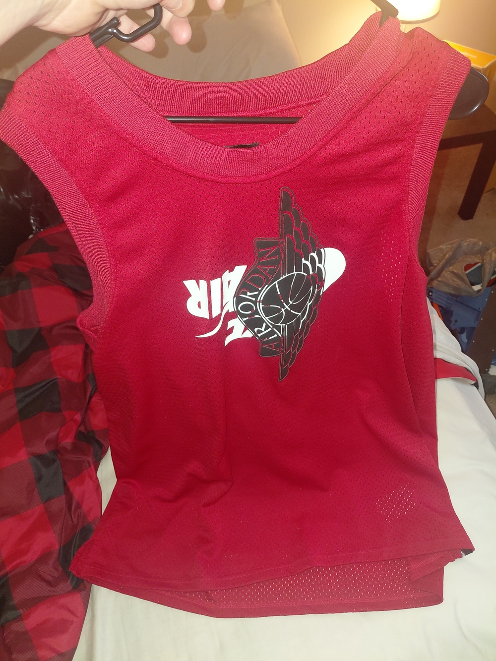Jordan Red Mens' Mesh Basketball Tank with Logo